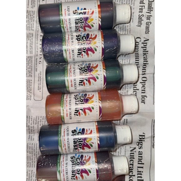 Color Splash! Liquid Watercolor Paint 6 Vivid Colors, 8-Oz Flip-Top Bottles Seal - Picture 3 of 7